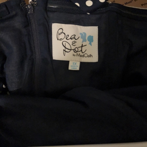 Navy Blue White Polka Dot dress, Bea & Dot by Modcloth, Size 1X - Picture 6 of 9